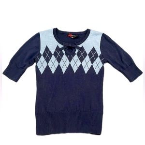 Hell Bunny retro argyle wool blend sweater